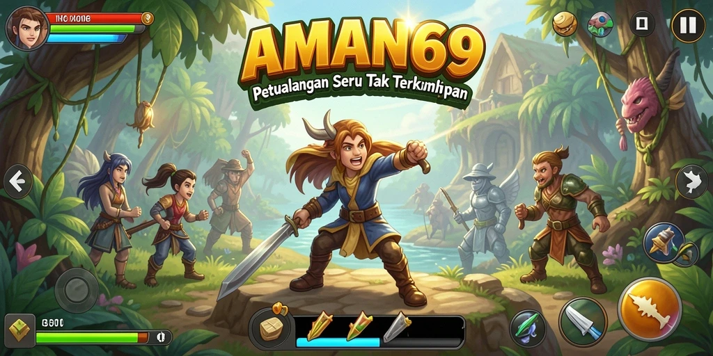 Tampilan gameplay epik di AMAN69 dengan aksi petualangan yang mendebarkan.