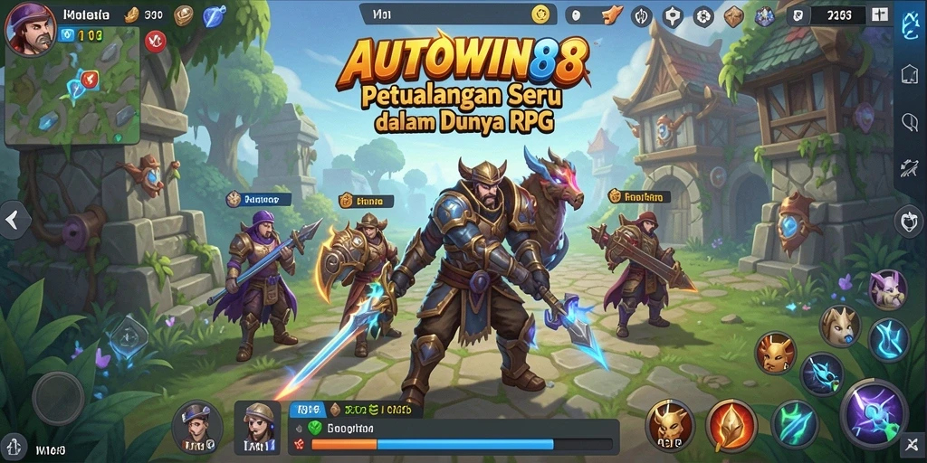 Screenshot gameplay RPG AUTOWIN88 menampilkan aksi pertarungan seru dan karakter unik.