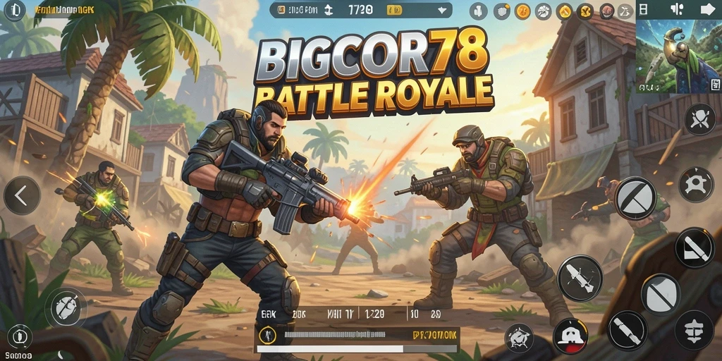 Screenshot gameplay seru dari BIGCOR78 dalam pertempuran Battle Royale.