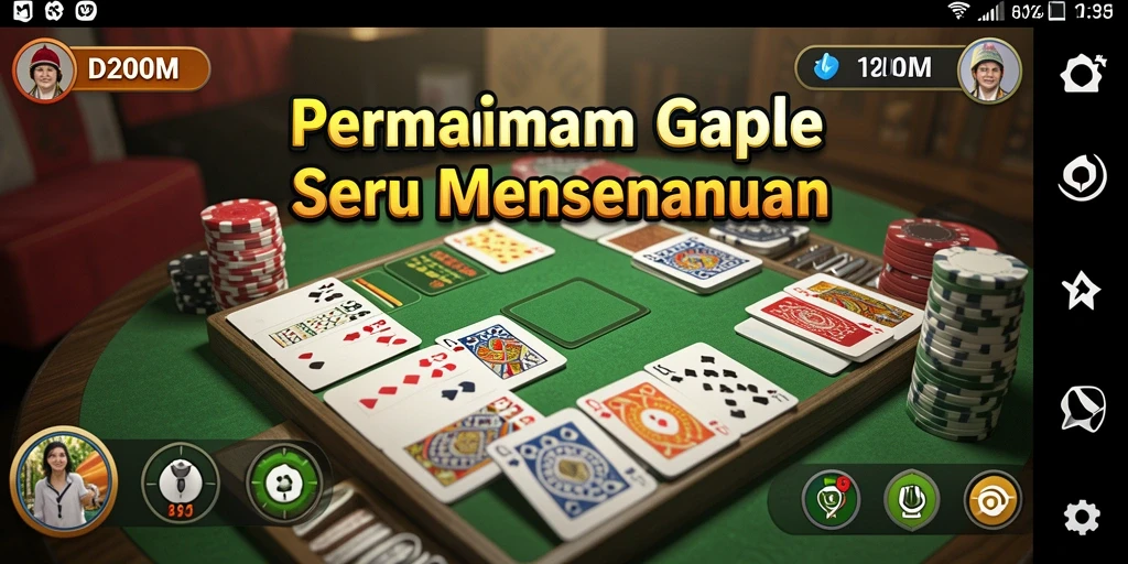 Screenshot gameplay D200M menampilkan suasana seru permainan Gaple.