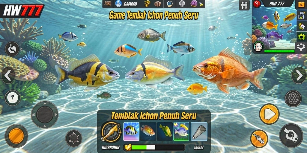 Tampilan permainan Tembak Ikan yang seru di HW777.