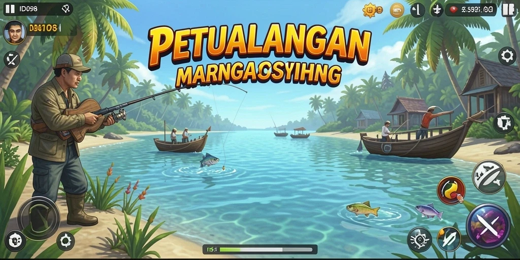 Screenshot gameplay ID098 menunjukkan momen memancing yang intens dan menarik.