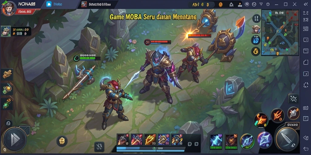 Gameplay NONA88 dengan karakter bertarung di arena