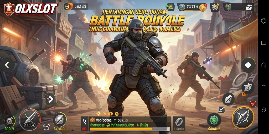 Gameplay Battle Royale seru di OLXSLOT dengan pertarungan intens.