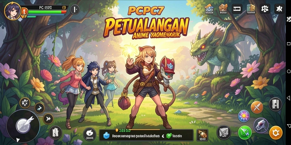 Tampilan gameplay PCPC7 dengan karakter anime yang menawan.