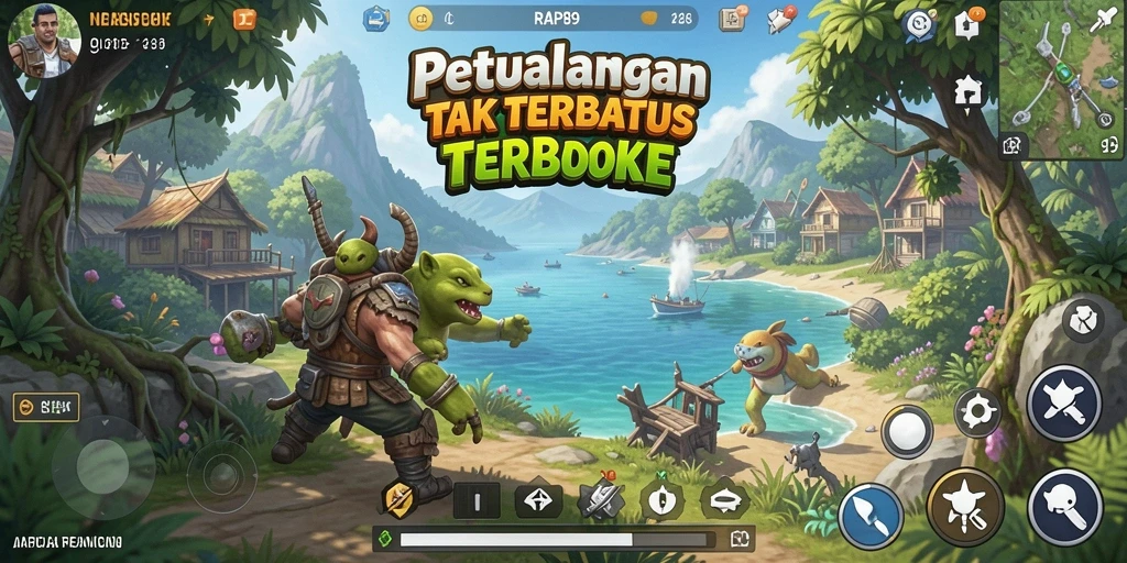 Screenshot gameplay Open World dengan pemandangan yang memukau.