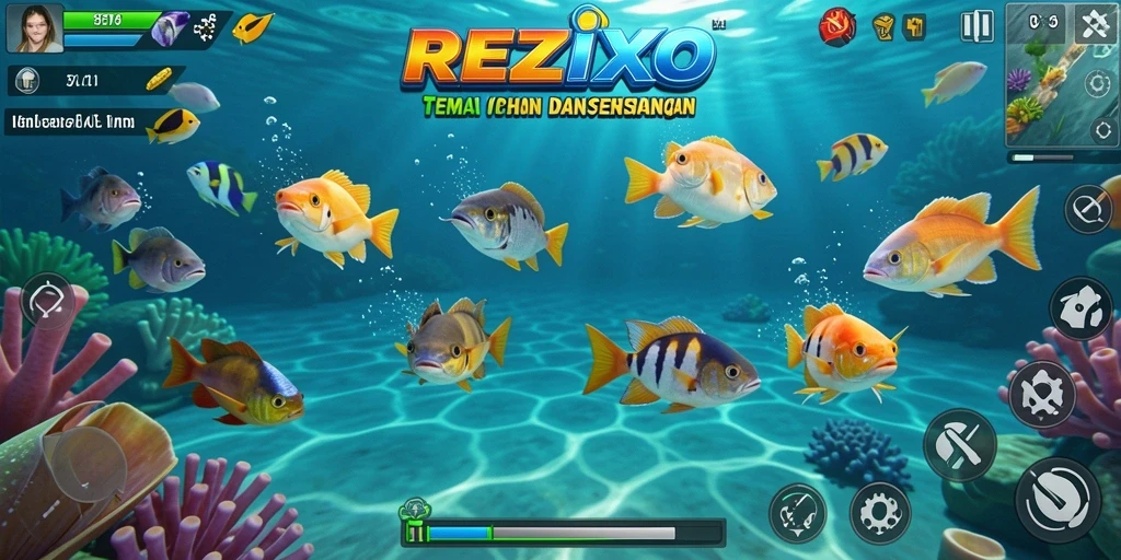 Menampilkan gameplay seru Tembak Ikan di REZIXO.