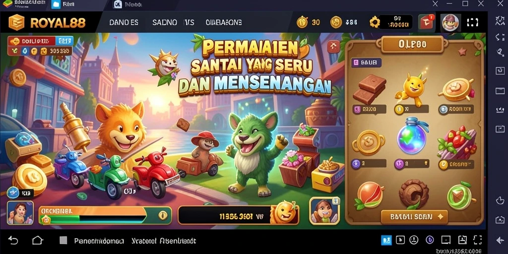Screenshot gameplay <strong>ROYAL88</strong> yang penuh warna dan seru.