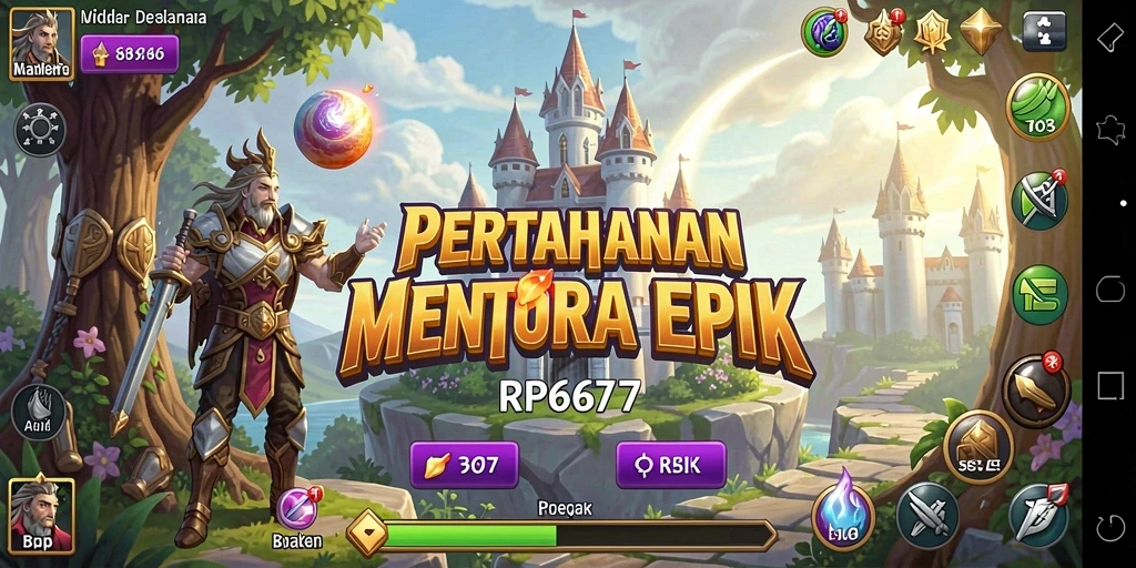 Tampilan utama gameplay RP6677 dengan aksi Tower Defense yang mendebarkan.